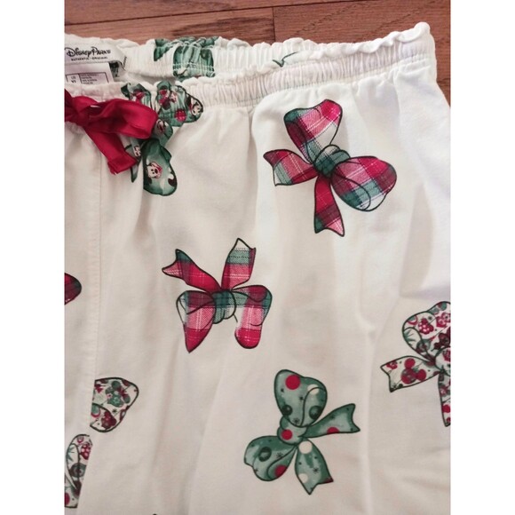 Disney Parks XMAS PJ Set Minnie Bows Cotton Flannel L/S Drawstring XL - Picture 7 of 9